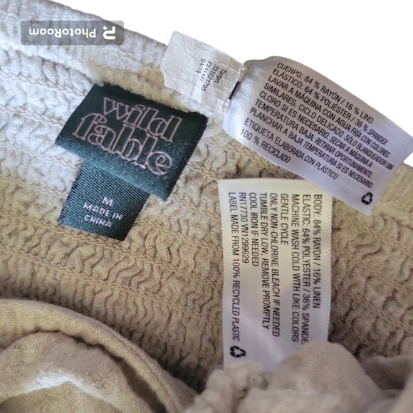 WILD FABLE CROPPED RUNCHED LINEN TOP - M - Picture 8 of 12